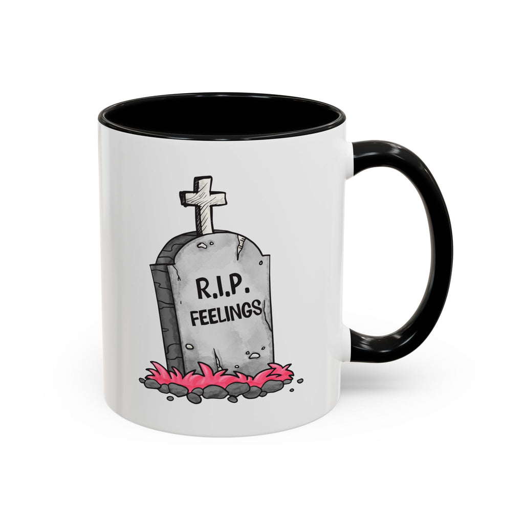 Coffee Mug — RIP Feelings Tombstone Accent Mug anti valentine
