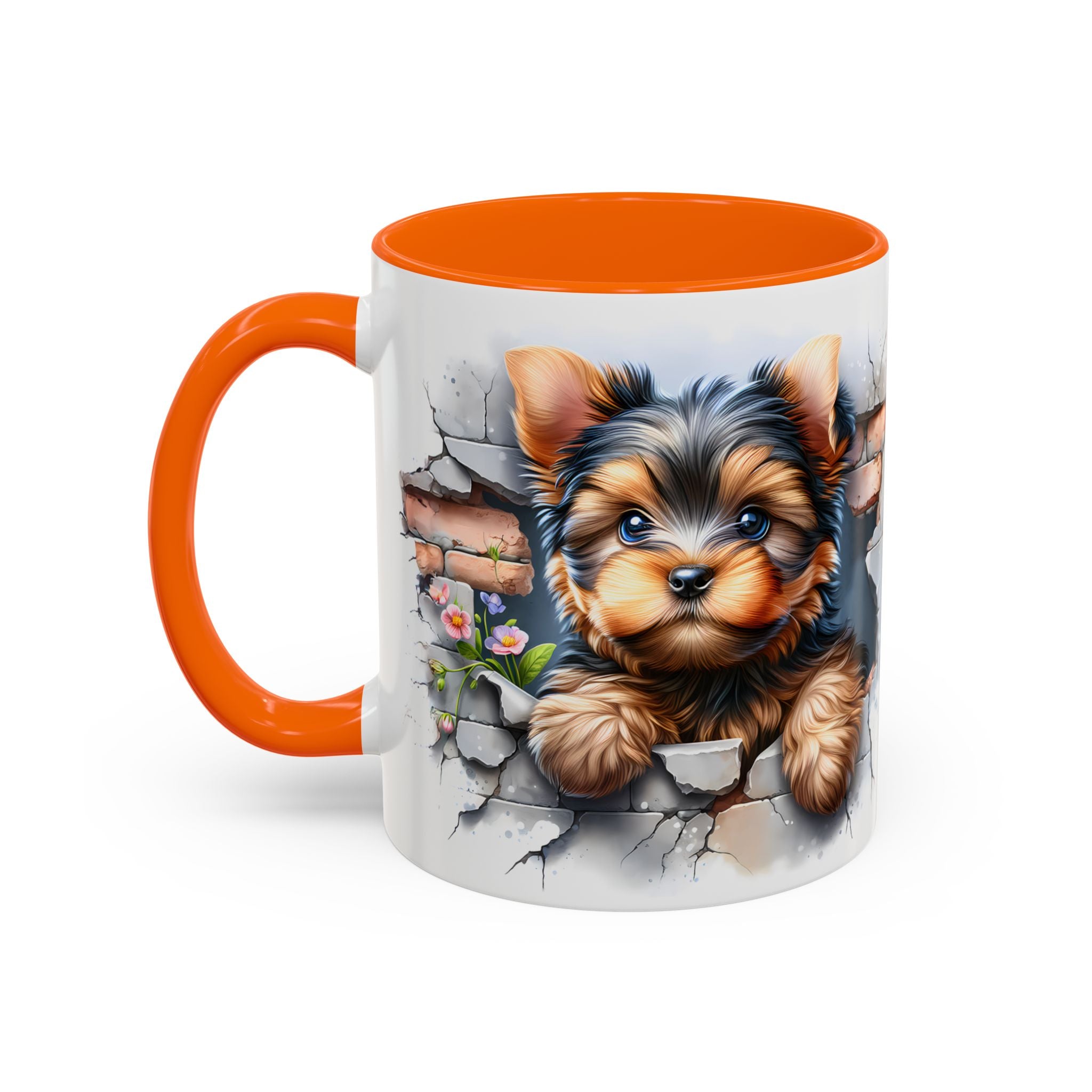 Cute Dog Peeking Coffee Mug, Pet Lover Gift, Yorkshire Terrier Mug, Animal Lover Coffee Cup, Dog-Themed Drinkware, Doggie Mug