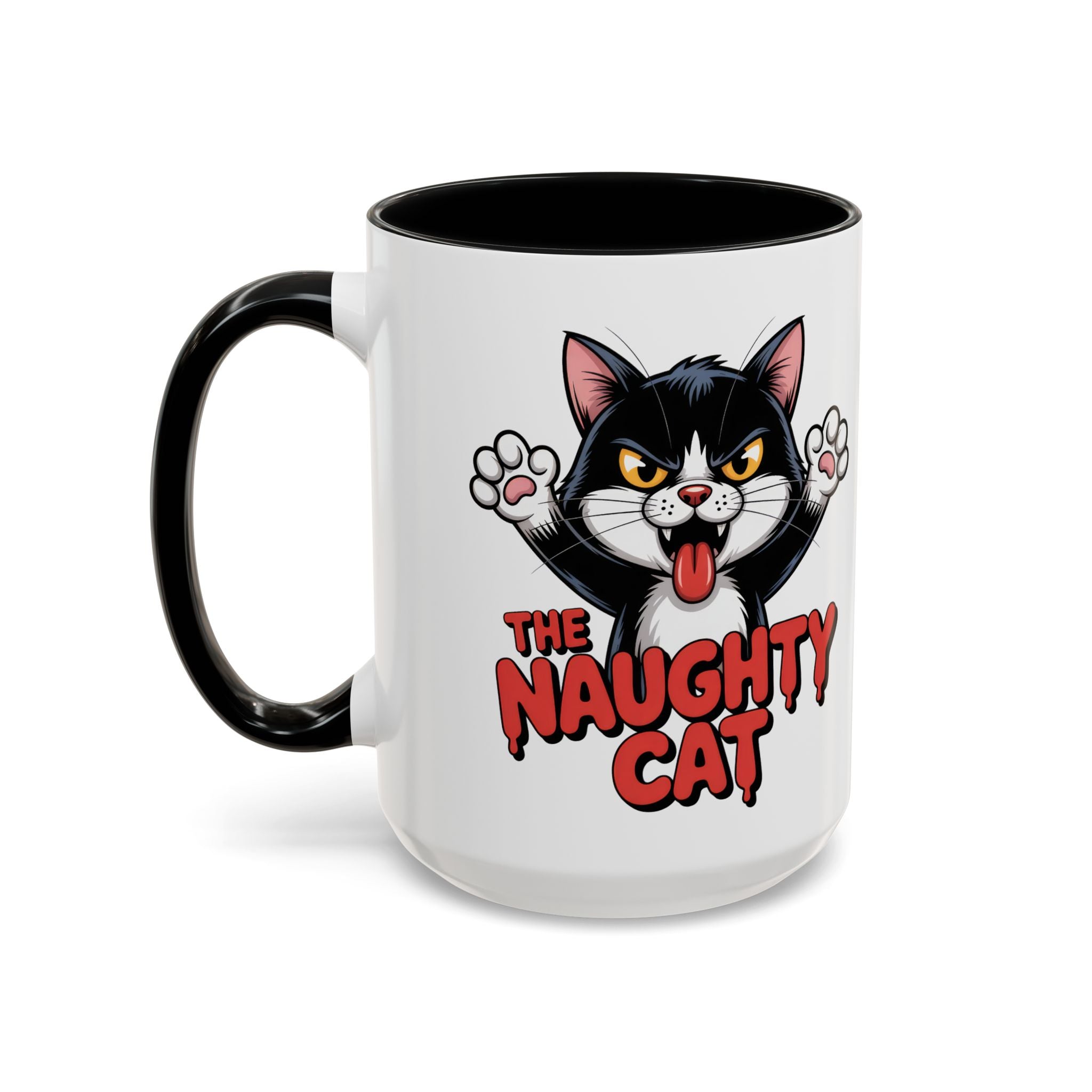The Naughty Cat Accent Coffee Mug — Funny Cat Lover Gift (11/15oz)