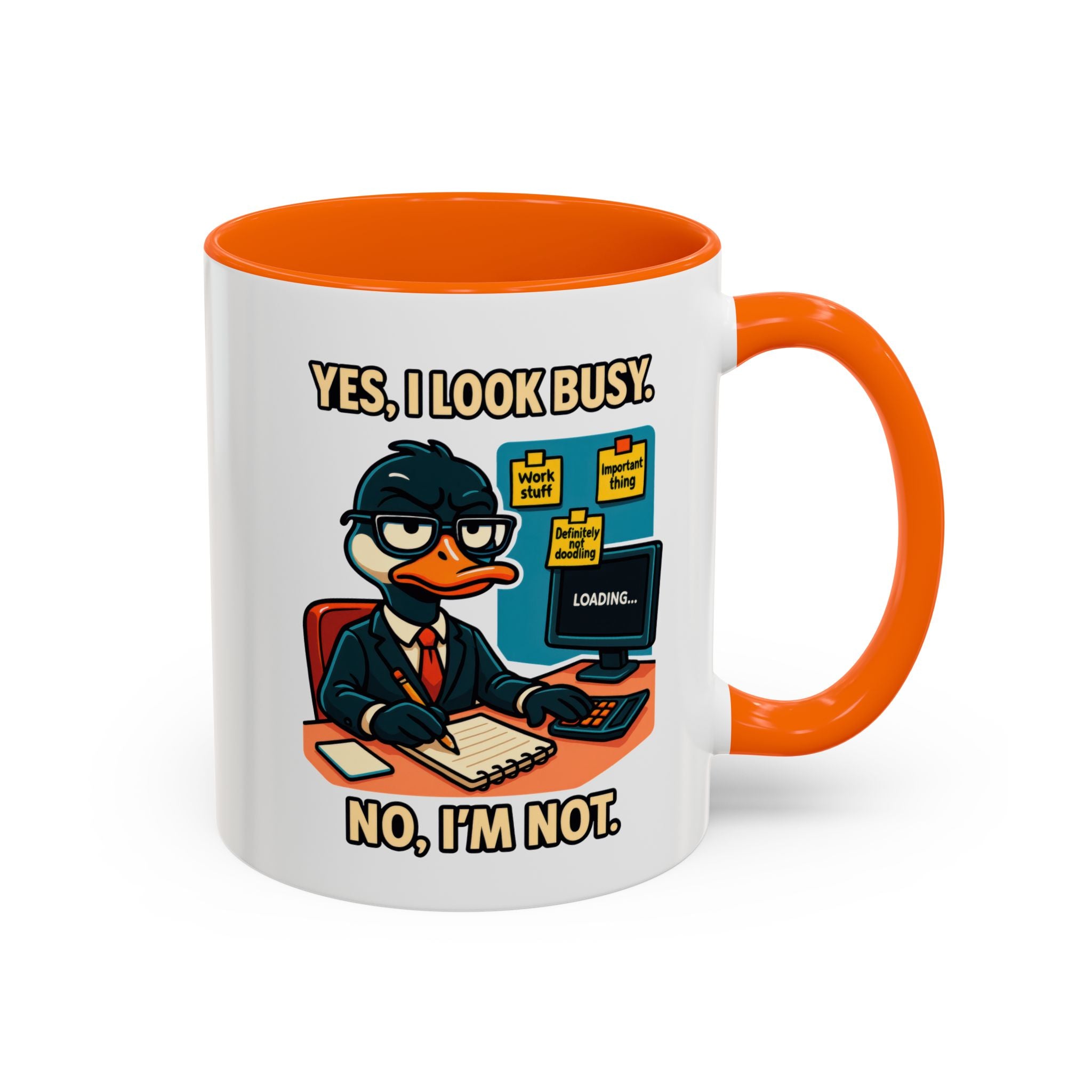 Busy Duck Coffee Mug, Humorous Office Mug, Cute Animal Mug Gift, Quirky Work Mug, Funny Gift for Coworkers