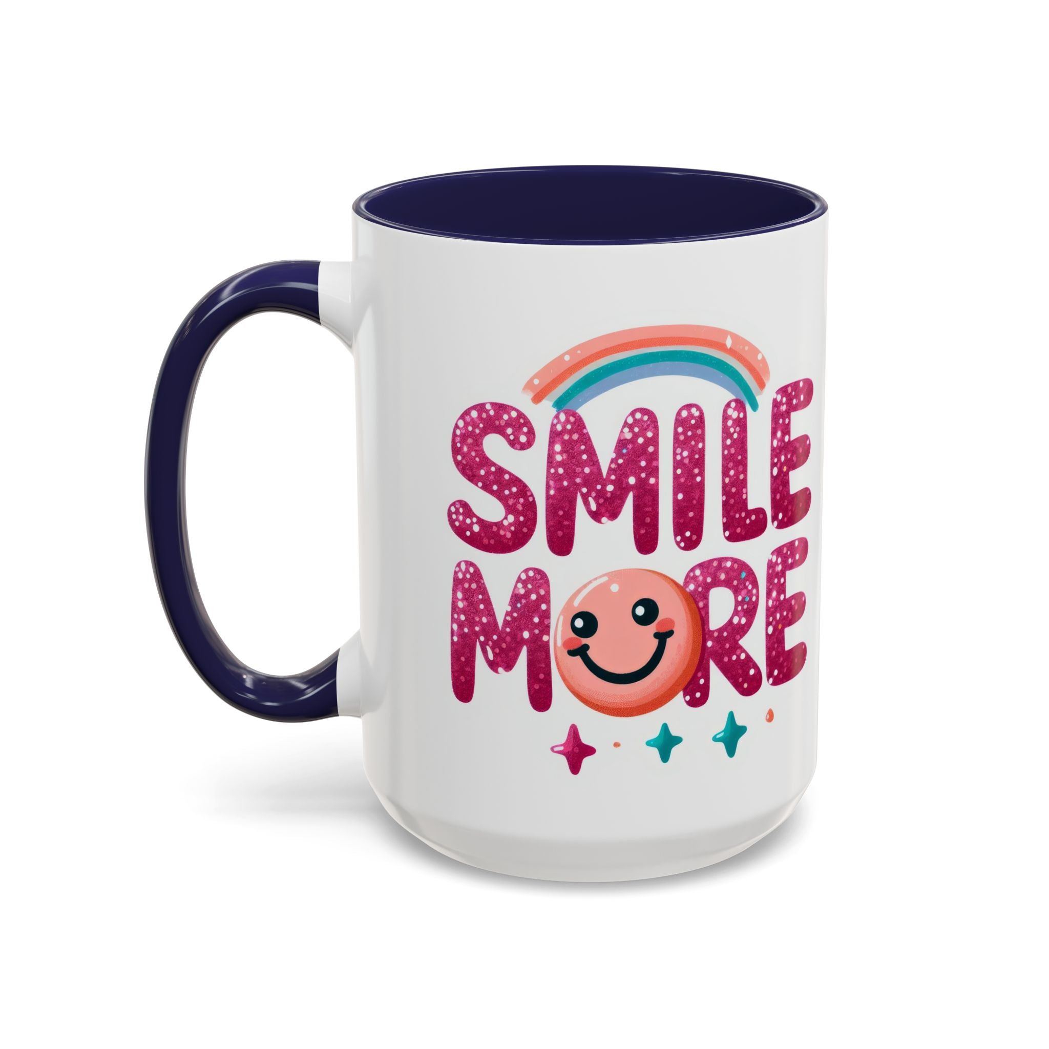 Smile More Coffee Mug – Cute Rainbow Smiley Accent Mug (11/15oz)