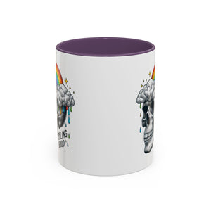 Skull Rainbow Coffee Mug, Unique Gift for Coffee Lovers, Halloween Decor, Daily Motivation Mug, Fun Skull Design