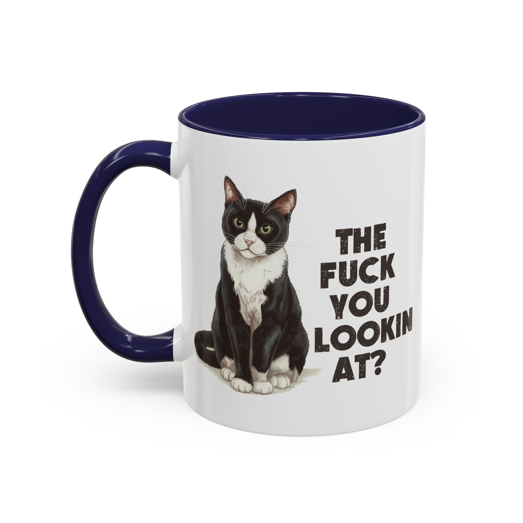 Humorous Cat Accent Coffee Mug - "What You Lookin' At?" 11/15oz attitude and sarcasm