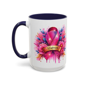 Inspirational Warrior Coffee Mug - Floral Design, Encouragement Gift, Cancer Awareness, Motivational Cup, Supportive Drinkware