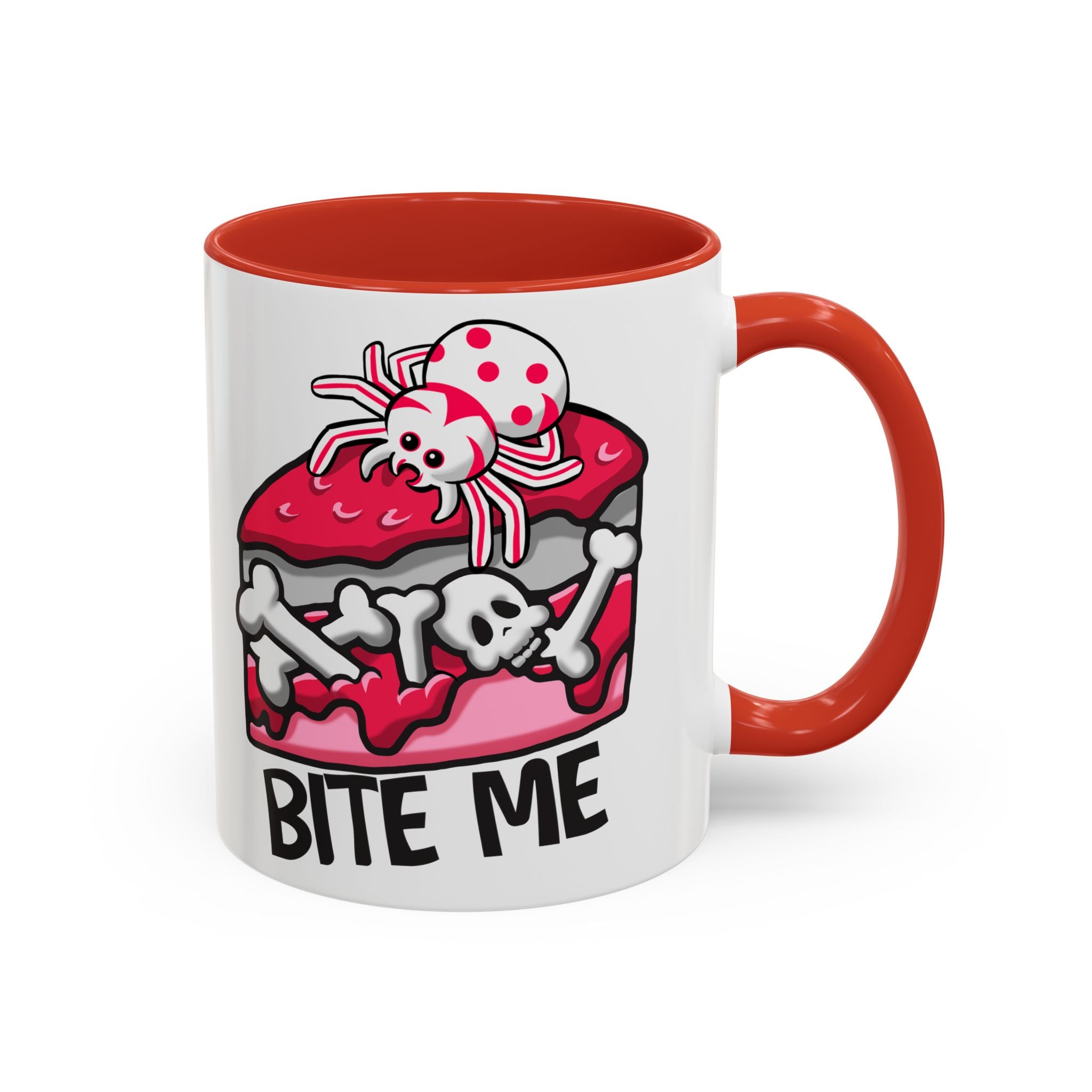 Bite Me Coffee Mug — Cute Creepy Spider Cake Accent Mug anti valentine