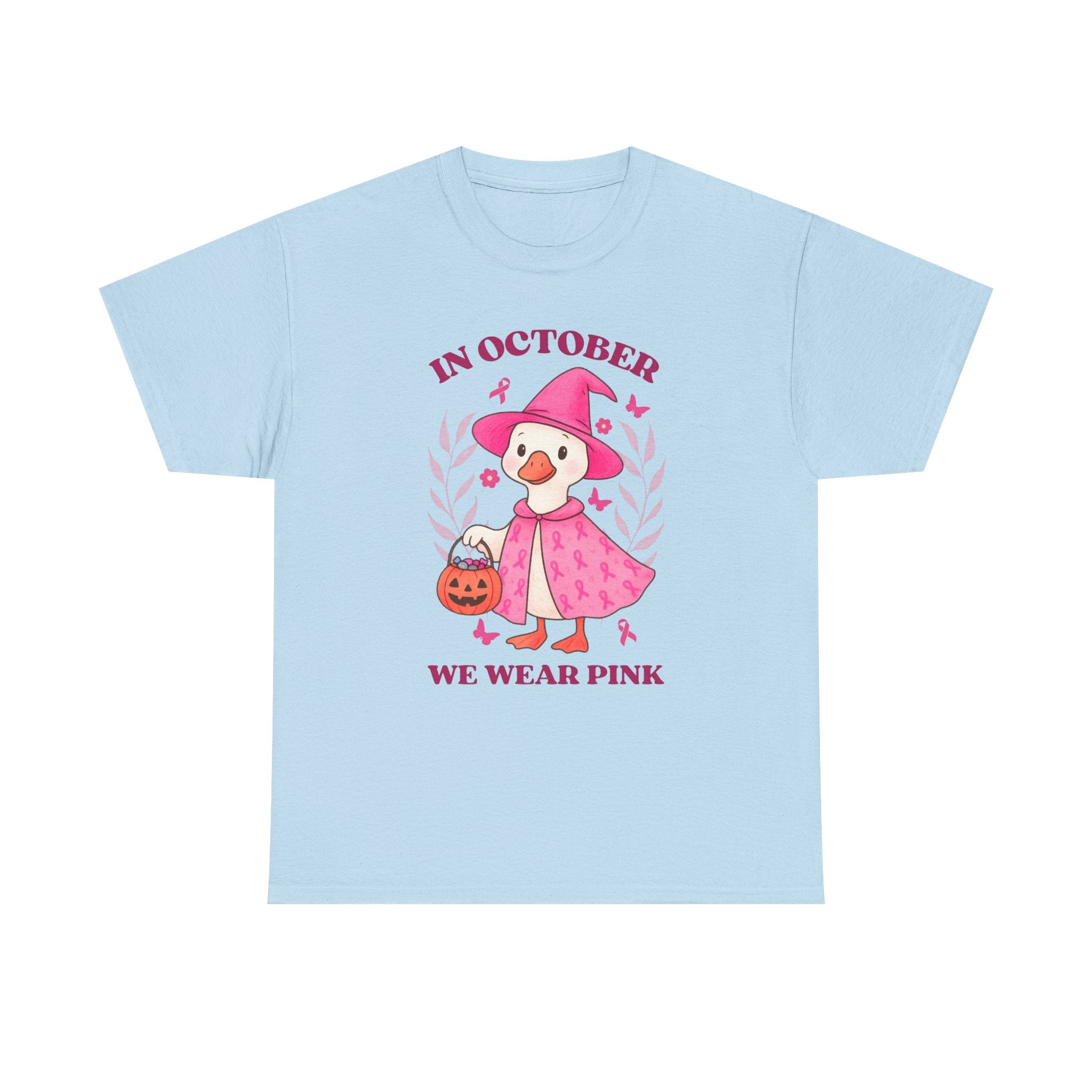 Breast Cancer Awareness Tee, Cute Pink Duck Shirt for October, Unisex Cotton T-Shirt, Awareness Month Apparel, Funny Halloween Outfit