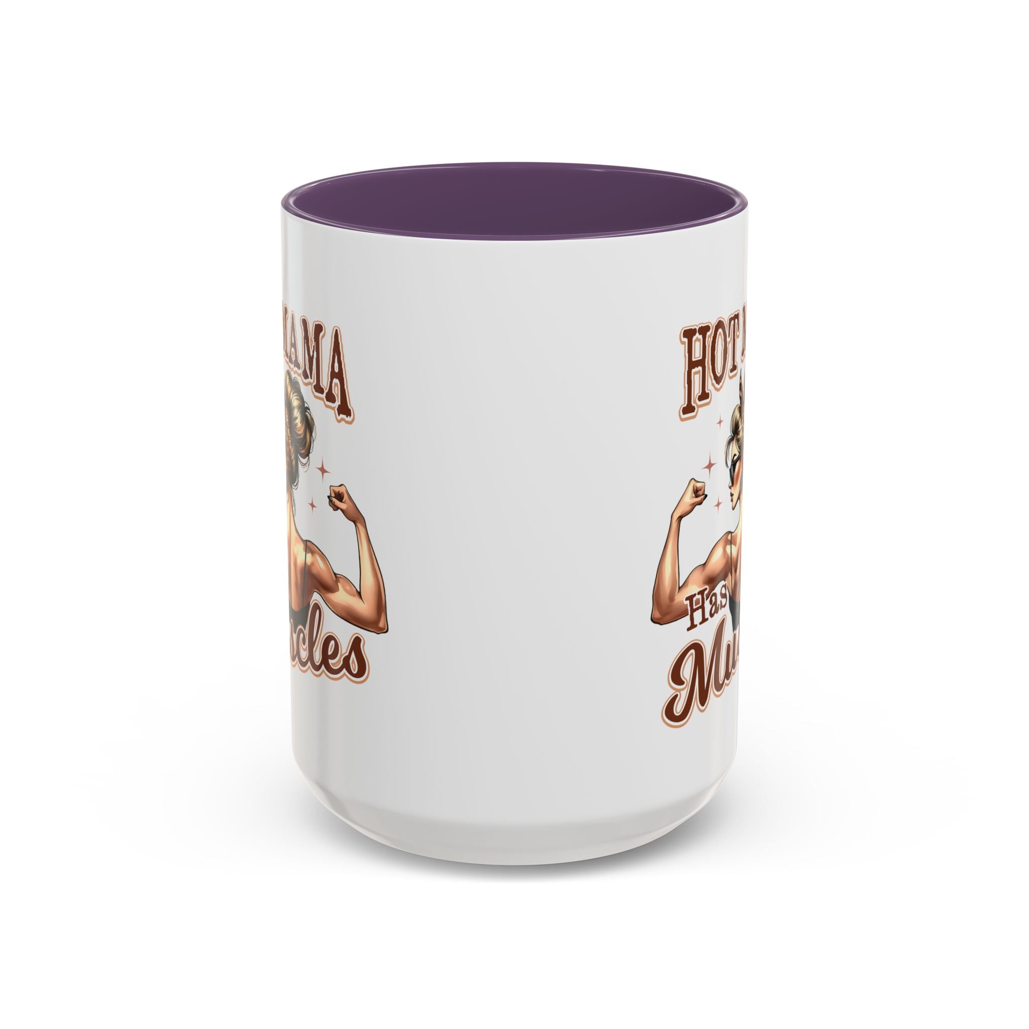 Hot Mama Has Muscles Coffee Mug - Fun & Motivational 11/15oz Accent Mug for Fitness Lovers