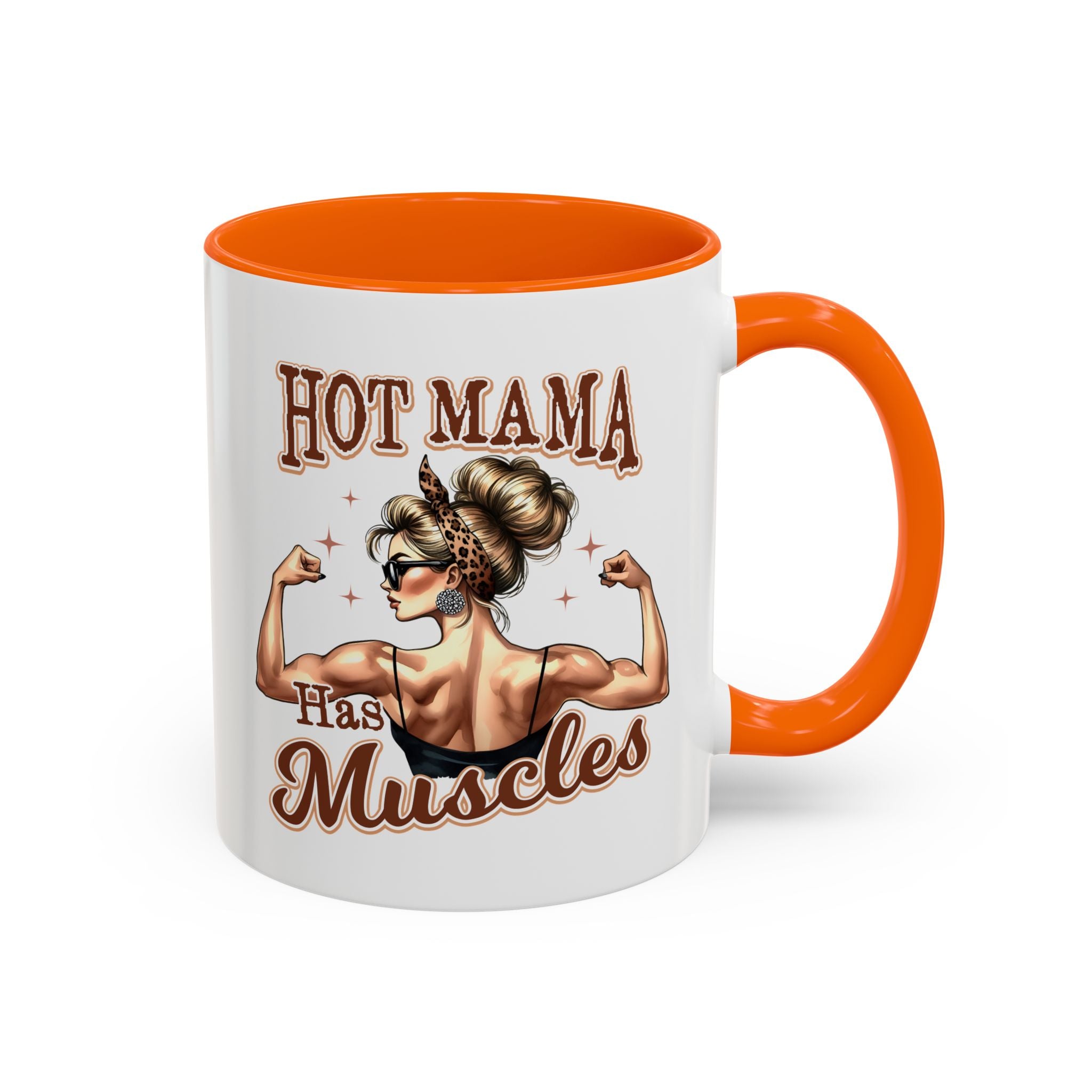 Hot Mama Has Muscles Coffee Mug - Fun & Motivational 11/15oz Accent Mug for Fitness Lovers
