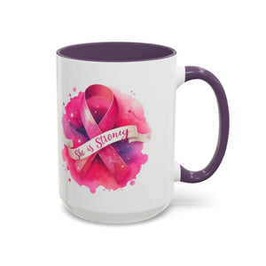 Empowering Pink Ribbon Coffee Mug | She is Strong | Gift for Cancer Awareness, Inspirational Drinkware, Office Mug, Motivational [...]