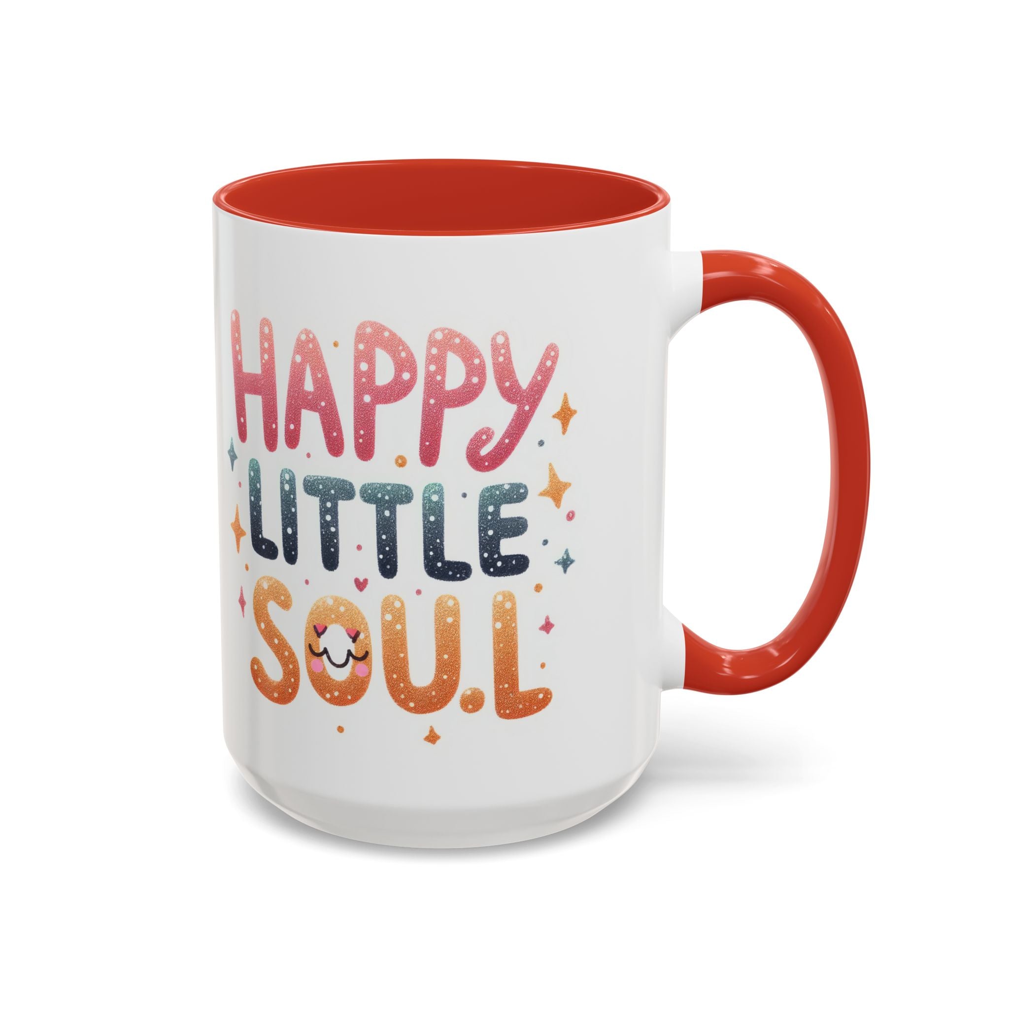 Happy Little Soul Accent Coffee Mug – Cute Positive Morning Quote (11/15 oz)