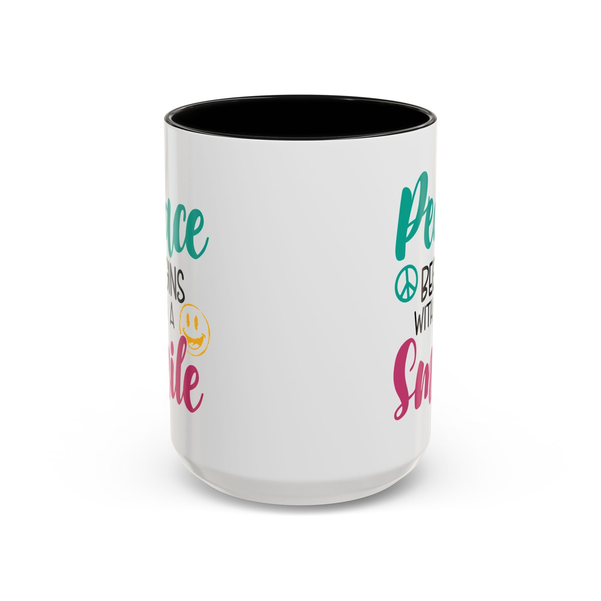 Inspirational Peace Coffee Mug - "Peace Begins with a Smile" - 11oz & 15oz