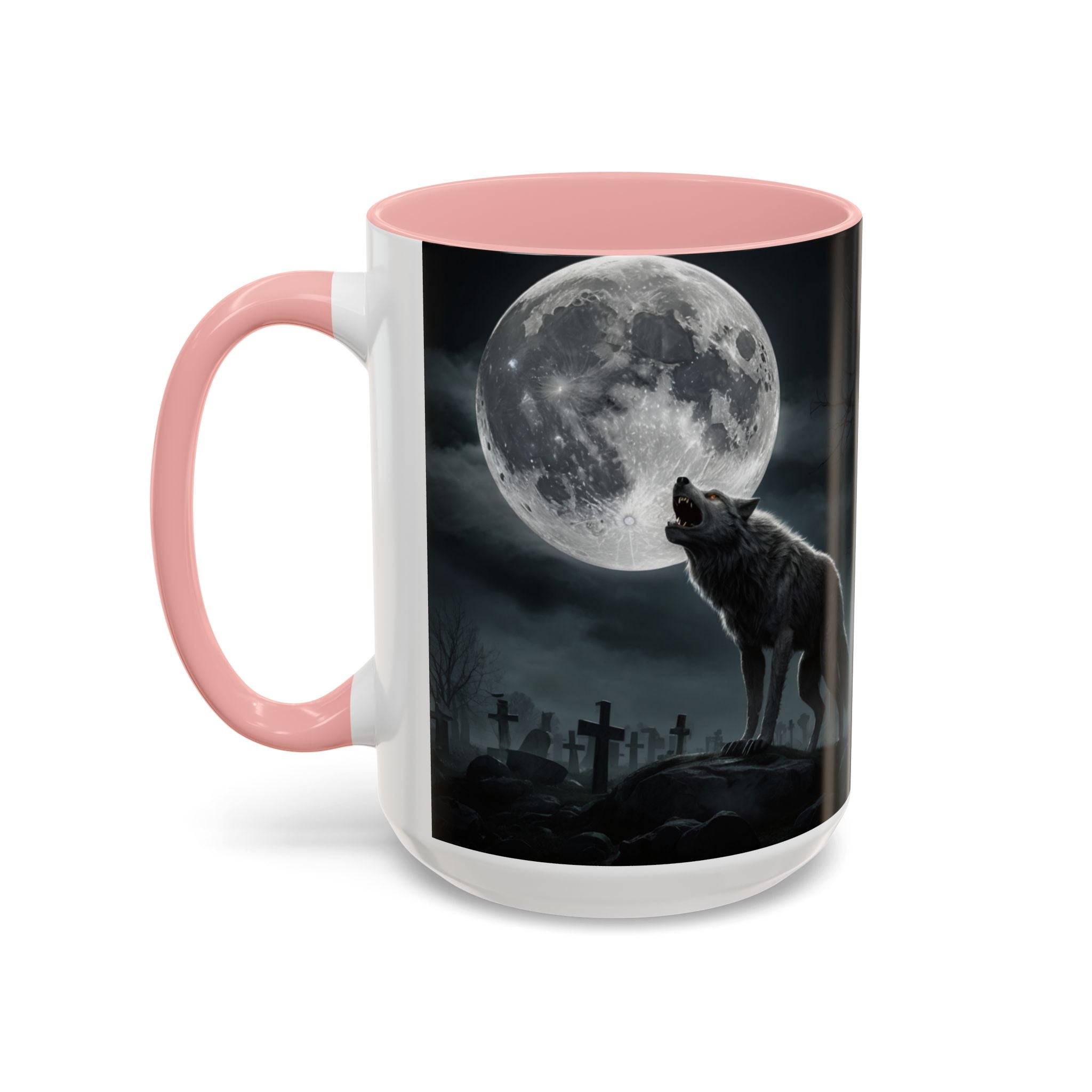 Howling Wolf Moon Coffee Mug – Gothic Graveyard Accent Mug (11/15oz) fantasy