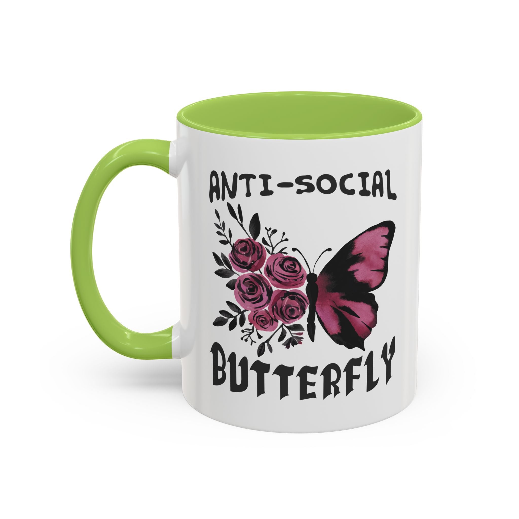 Anti-Social Butterfly Coffee Mug - Floral & Butterfly Design