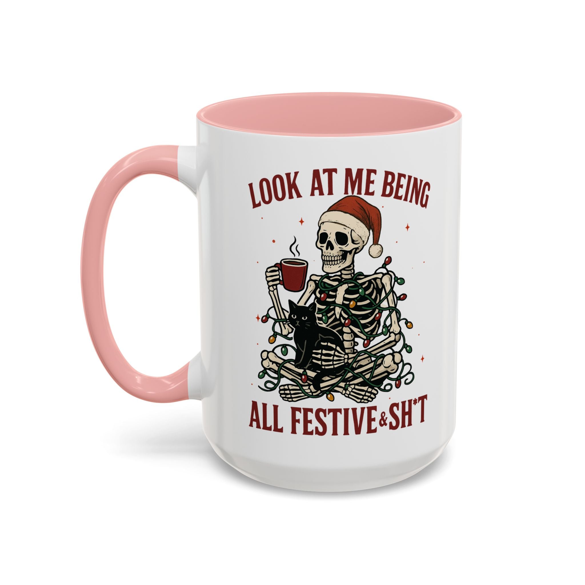 Festive Skeleton Christmas cheer winter Coffee Mug funny adult humor cup