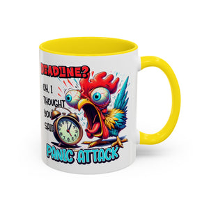 Funny Panic Attack Coffee Mug, Quirky Rooster Mug for Stress Relief, Gift for Teachers, Office Humor, Coworker Gift, Fun Coffee Cup