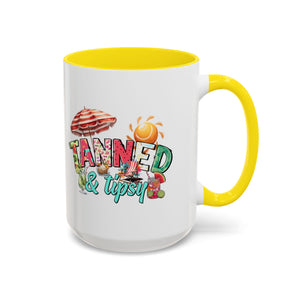 Tanned & Tipsy Accent Coffee Mug - Perfect for Summer Vibes & Beach Lovers party