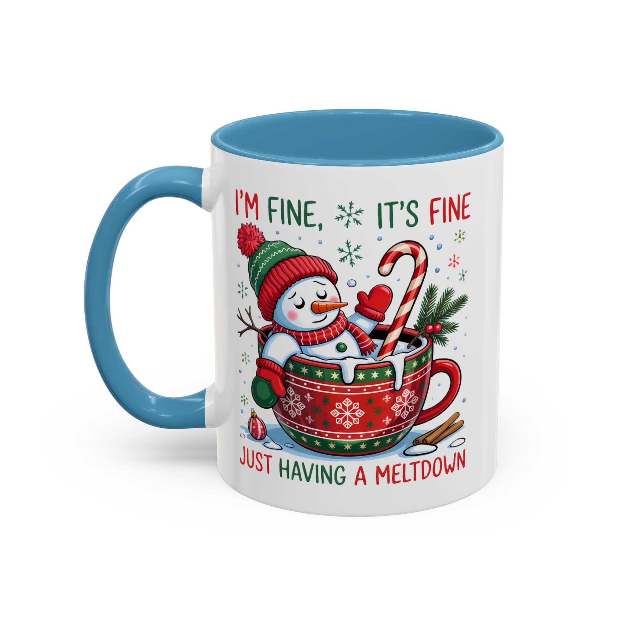Festive Holiday Coffee Mug - "I'm Fine, It's Fine" Snowman Design sarcasm humor funny