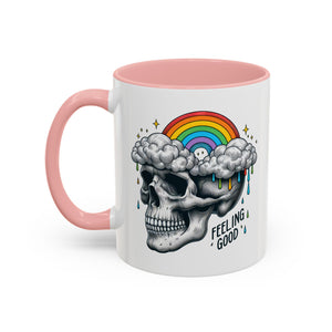 Skull Rainbow Coffee Mug, Unique Gift for Coffee Lovers, Halloween Decor, Daily Motivation Mug, Fun Skull Design