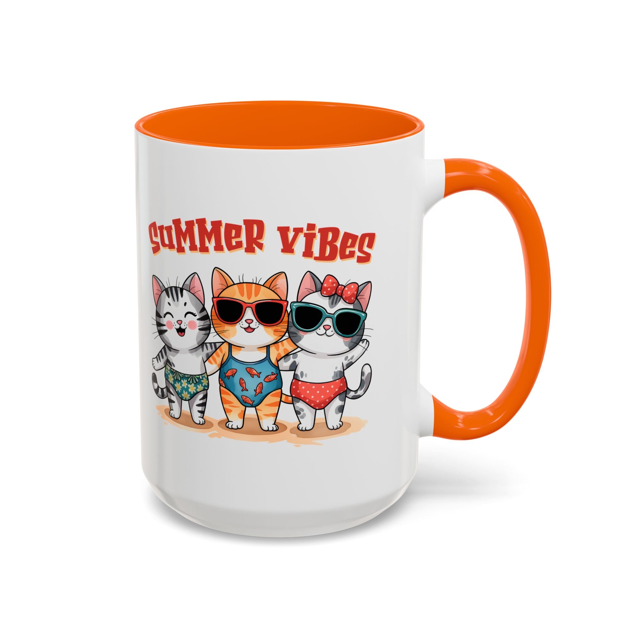 Summer Vibes Cat Coffee Mug - Fun Accent Mug for Cat Lovers