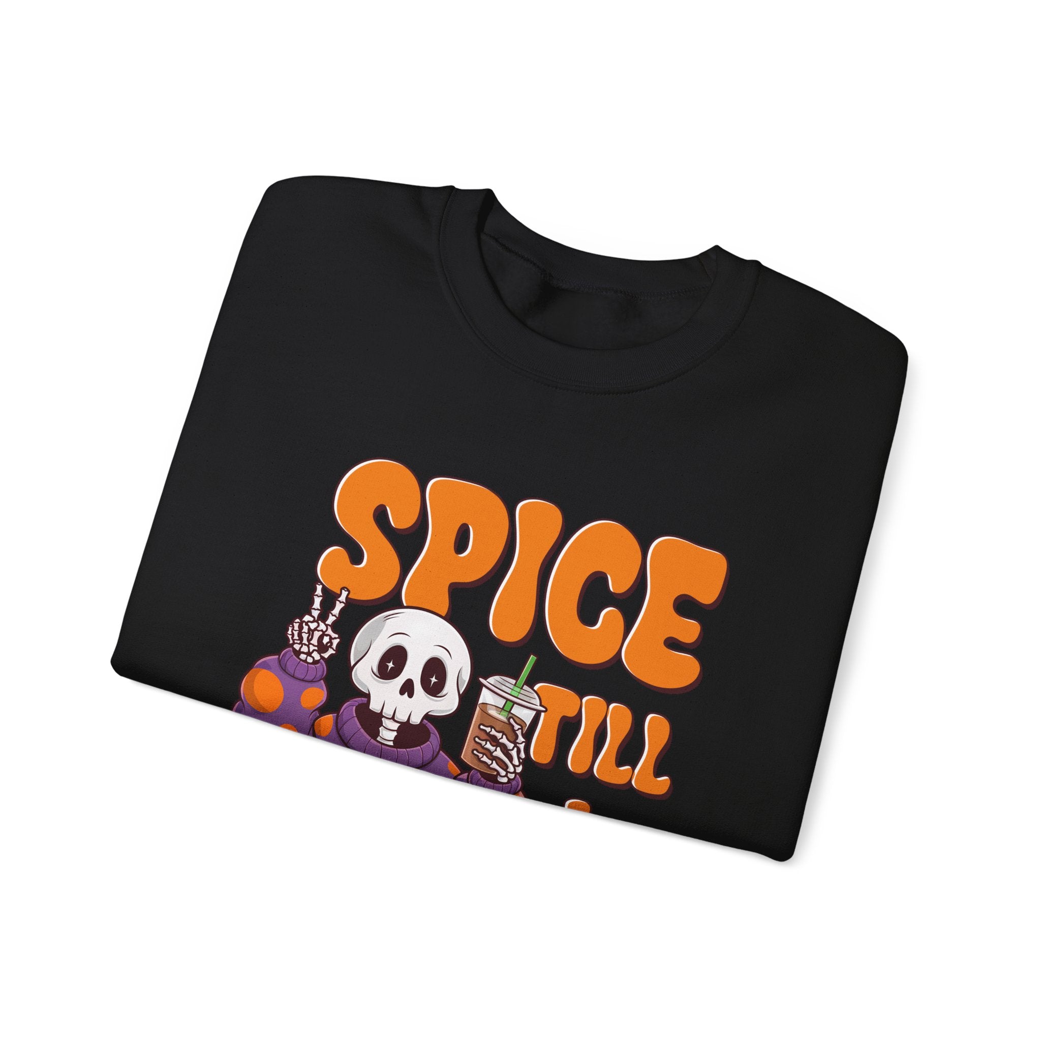 Spooky Fall Sweatshirt - Unisex Crewneck with 'Spice Till I Die' Design, Halloween, Cozy Autumn Vibe, Perfect for Halloween Parties