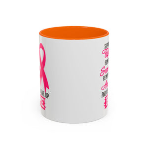 Inspirational Pink Ribbon Coffee Mug: Support Fighters, Admire Survivors, Celebrate Hope, Gift for Cancer Awareness, Motivational Mug