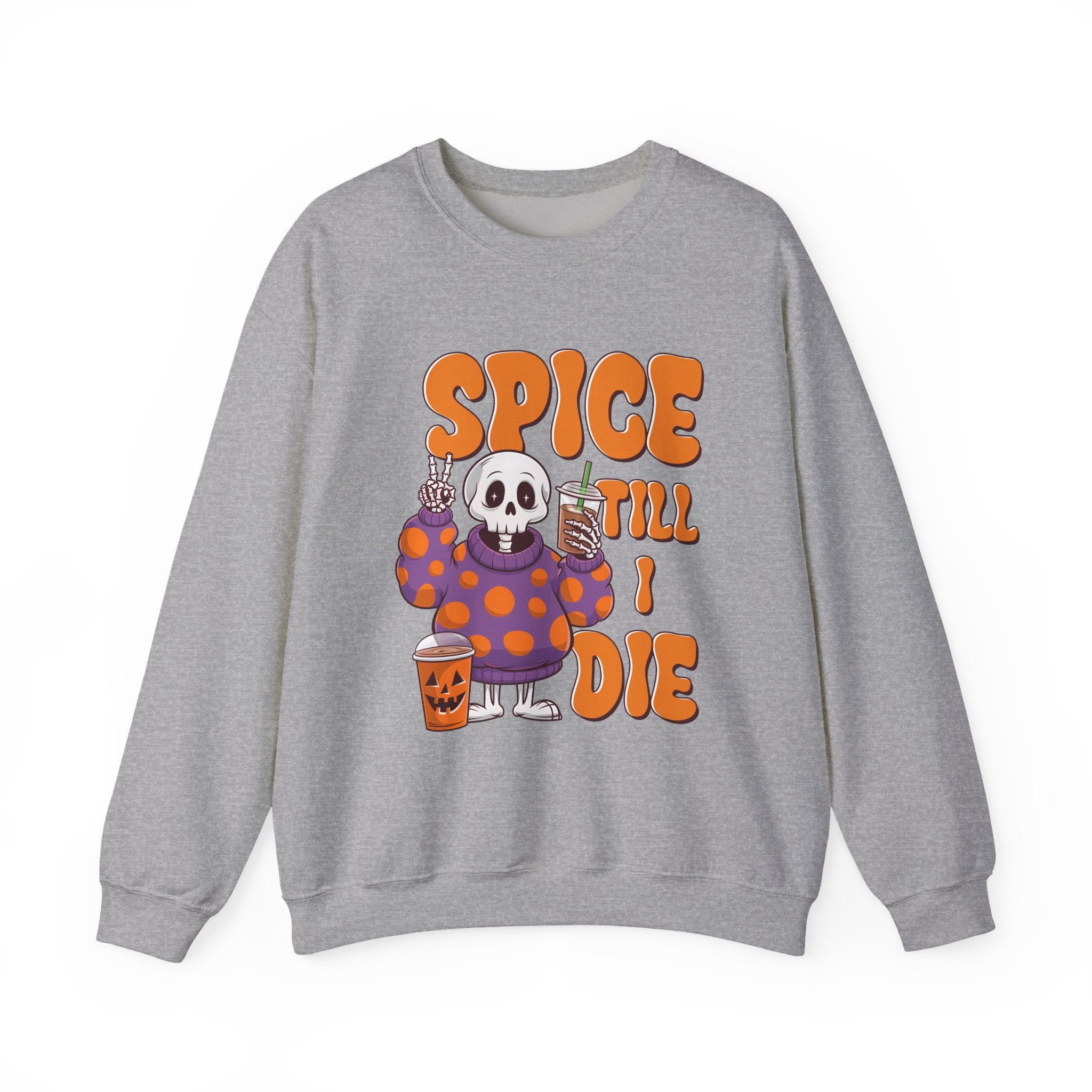 Spooky Fall Sweatshirt - Unisex Crewneck with 'Spice Till I Die' Design, Halloween, Cozy Autumn Vibe, Perfect for Halloween Parties