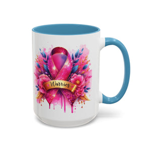 Inspirational Warrior Coffee Mug - Floral Design, Encouragement Gift, Cancer Awareness, Motivational Cup, Supportive Drinkware