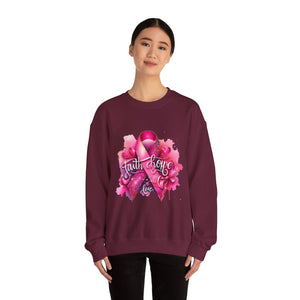 Breast Cancer Awareness Sweatshirt, Faith Hope Love Crewneck, Comfort Fashion, Supportive Gift for Her, Pink Ribbon Apparel