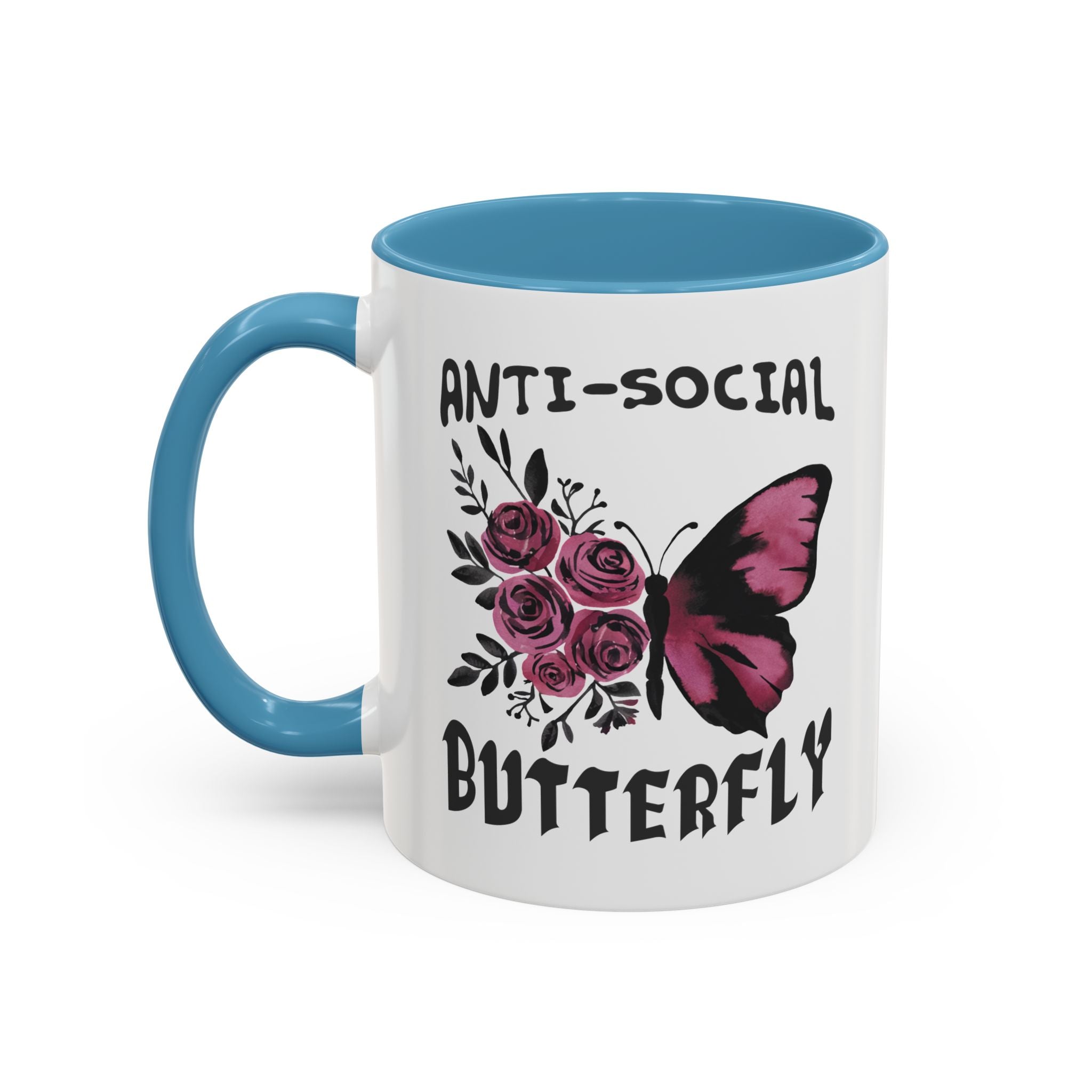 Anti-Social Butterfly Coffee Mug - Floral & Butterfly Design