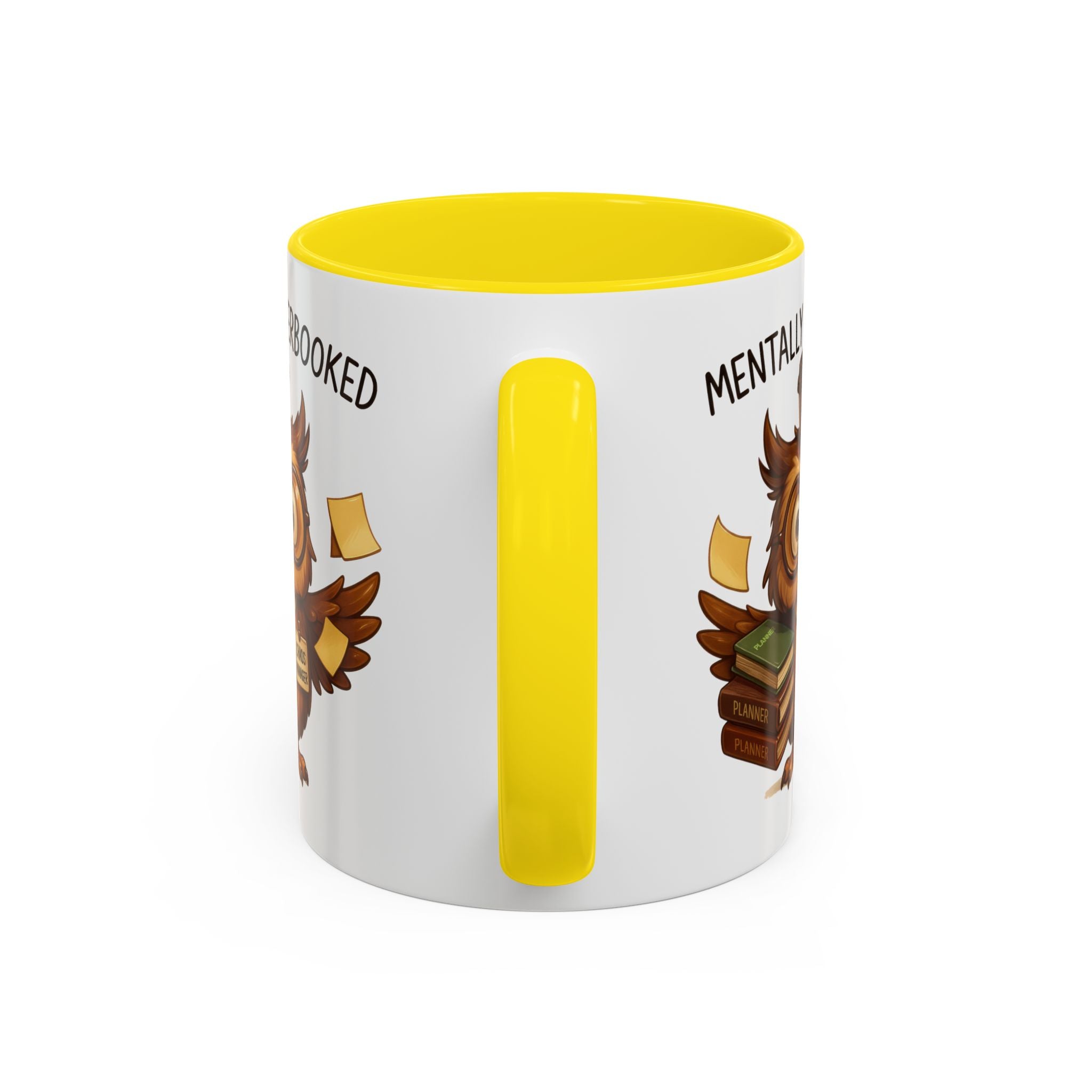 Cute Owl Coffee Mug | Mentally Overbooked Mug | Gifts for Book Lovers, Teacher Gifts, Office Decor, Funny Coffee Cup