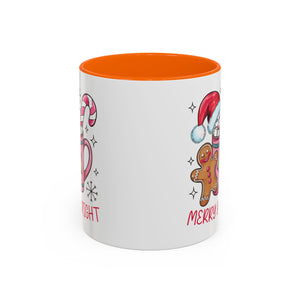 Festive Gingerbread Coffee Mug, Christmas Gift, Holiday Coffee Cup, Merry & Bright Mug, Winter Mug, Hot Chocolate Holder