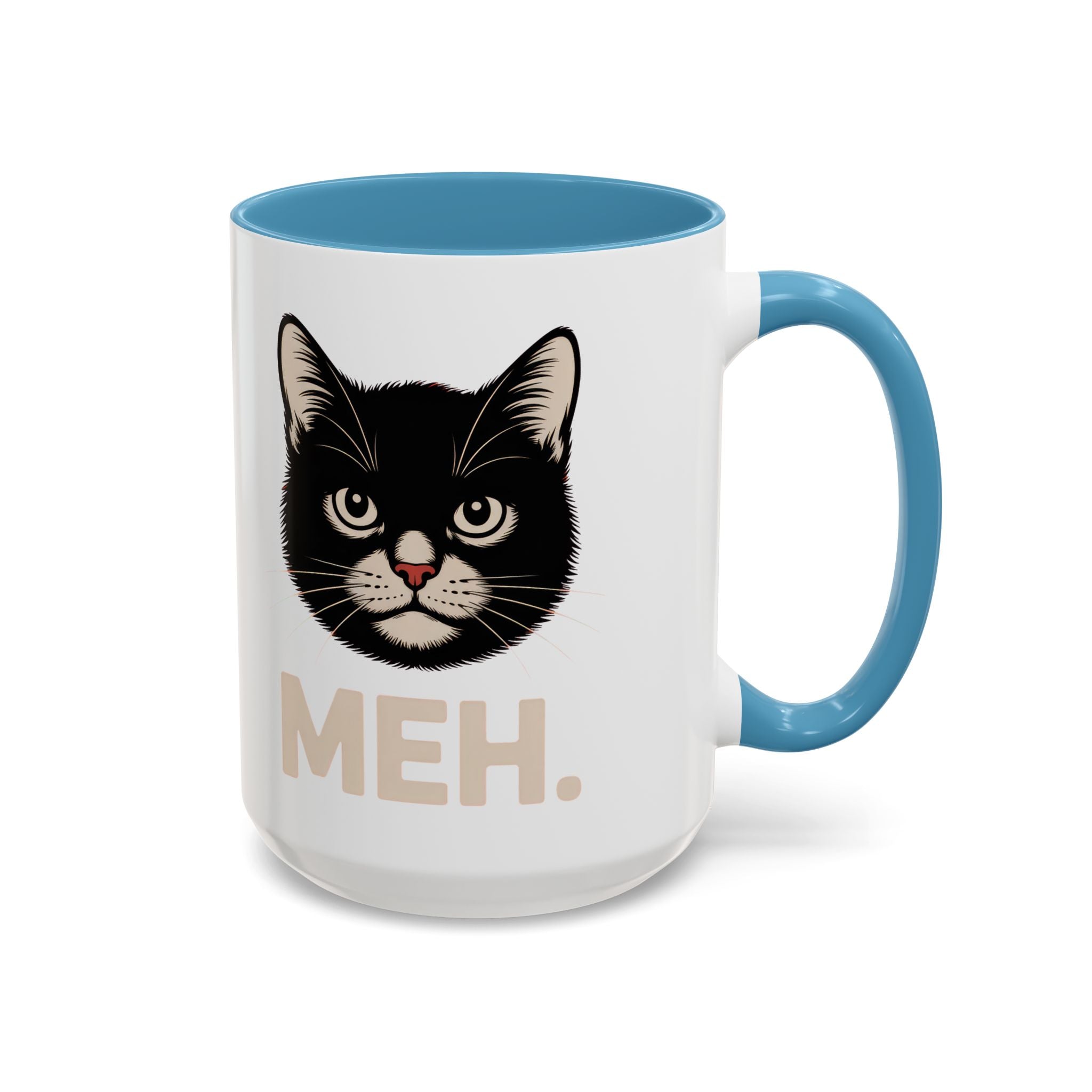 Tuxedo Cat 'MEH.' Accent Coffee Mug — Funny Cat Lover Ceramic Mug