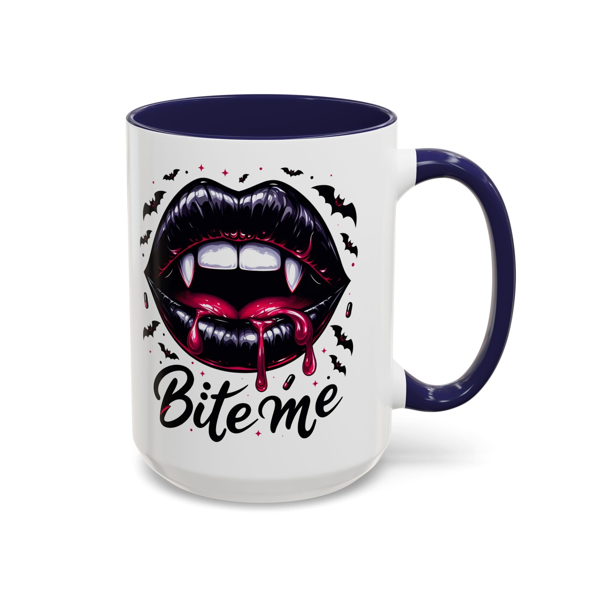Vampire Themed Coffee Mug - "Bite Me"  halloween bats horror art cup