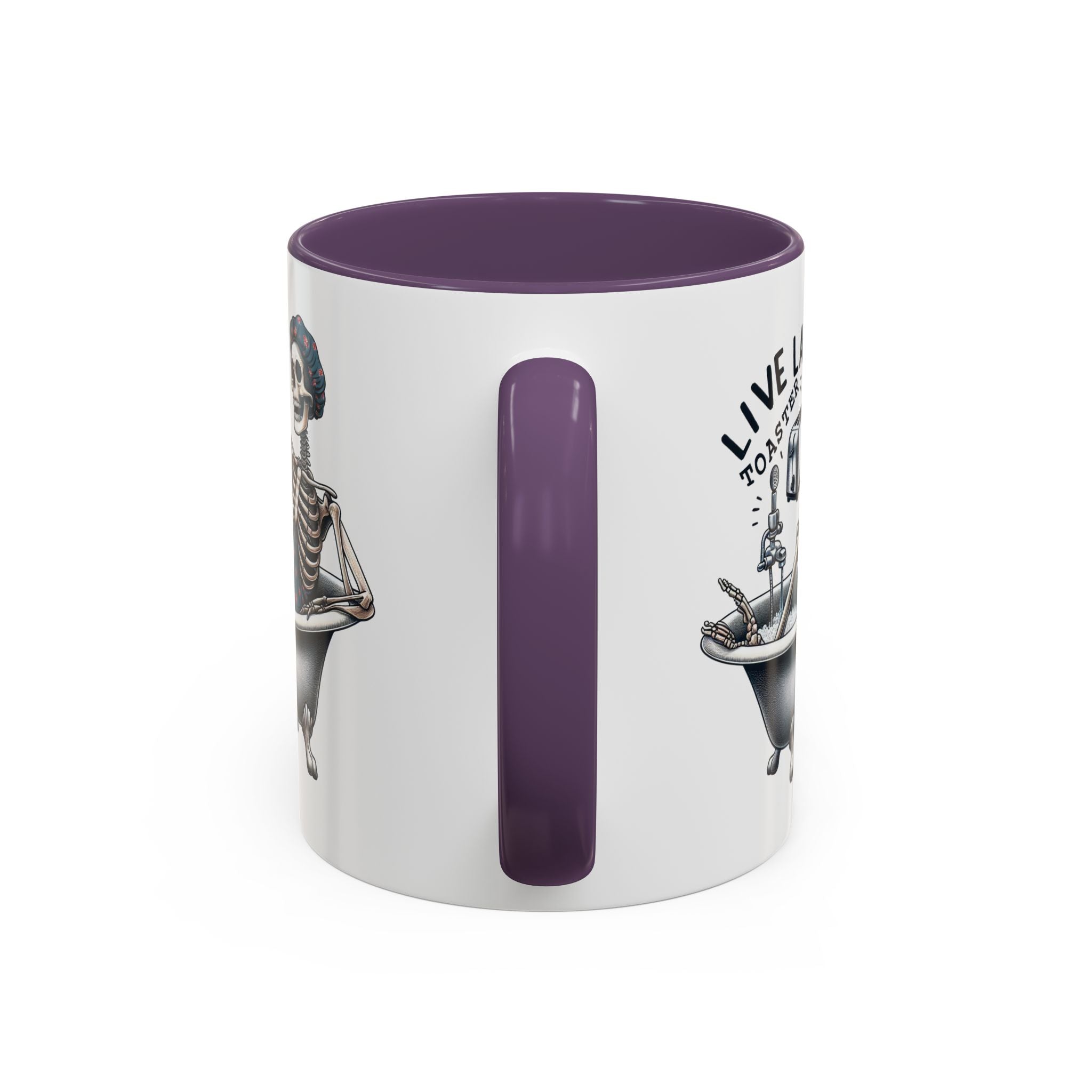 Skeleton Bath Time Coffee Mug, Live Laugh Roast & Relax Skeleton Mug, Funny Gift for Halloween, Quirky Kitchen Decor, Unique Coffee Cup
