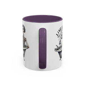Skeleton Bath Time Coffee Mug, Live Laugh Roast & Relax Skeleton Mug, Funny Gift for Halloween, Quirky Kitchen Decor, Unique Coffee Cup