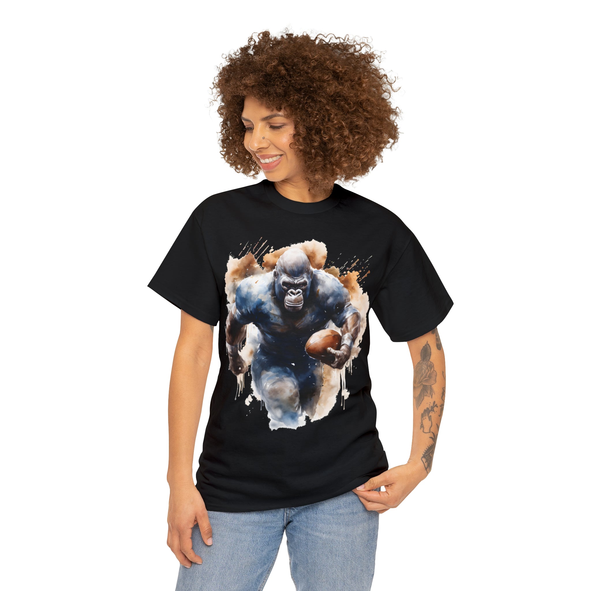 funny Football gorilla t shirt gift Unisex Heavy Cotton Tee