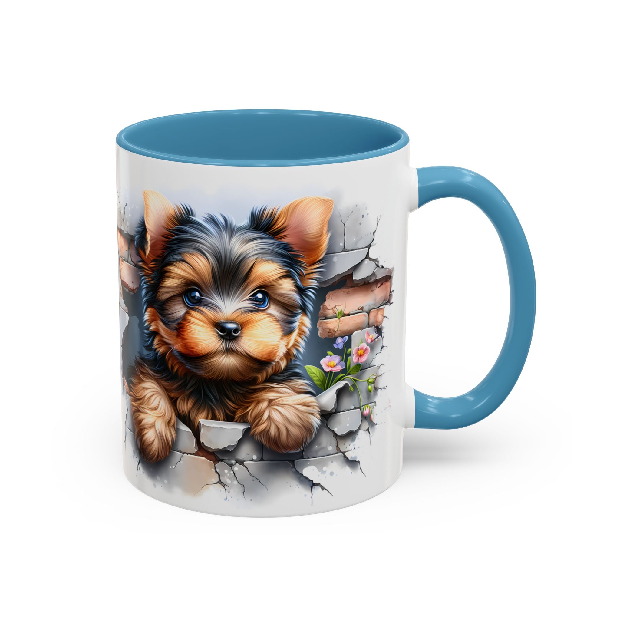 Cute Dog Peeking Coffee Mug, Pet Lover Gift, Yorkshire Terrier Mug, Animal Lover Coffee Cup, Dog-Themed Drinkware, Doggie Mug
