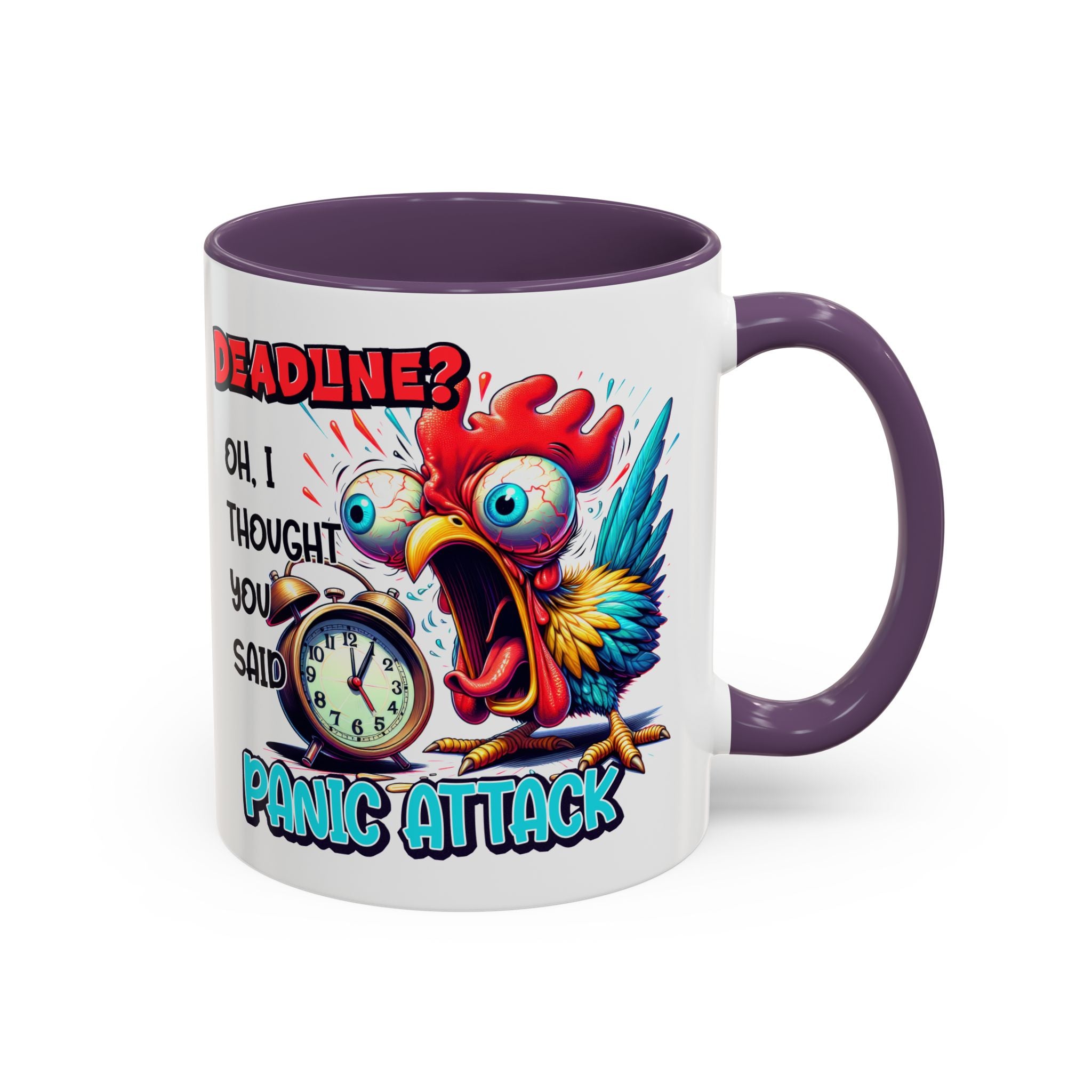 Funny Panic Attack Coffee Mug, Quirky Rooster Mug for Stress Relief, Gift for Teachers, Office Humor, Coworker Gift, Fun Coffee Cup
