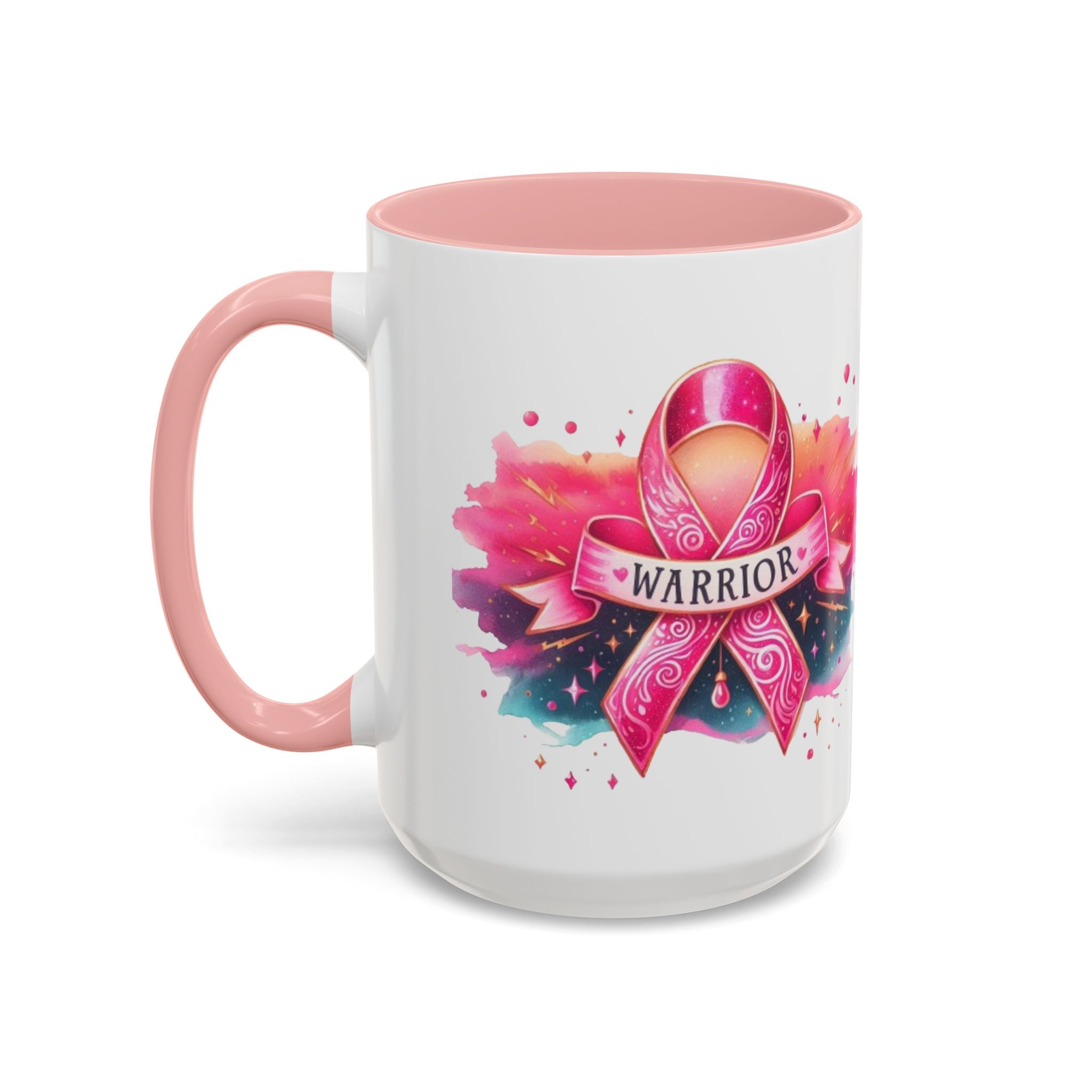 Pink Ribbon Warrior Coffee Mug, Support Breast Cancer Awareness Gift, Inspirational Mug, Cancer Survivor Merchandise, 11oz 15oz Mug