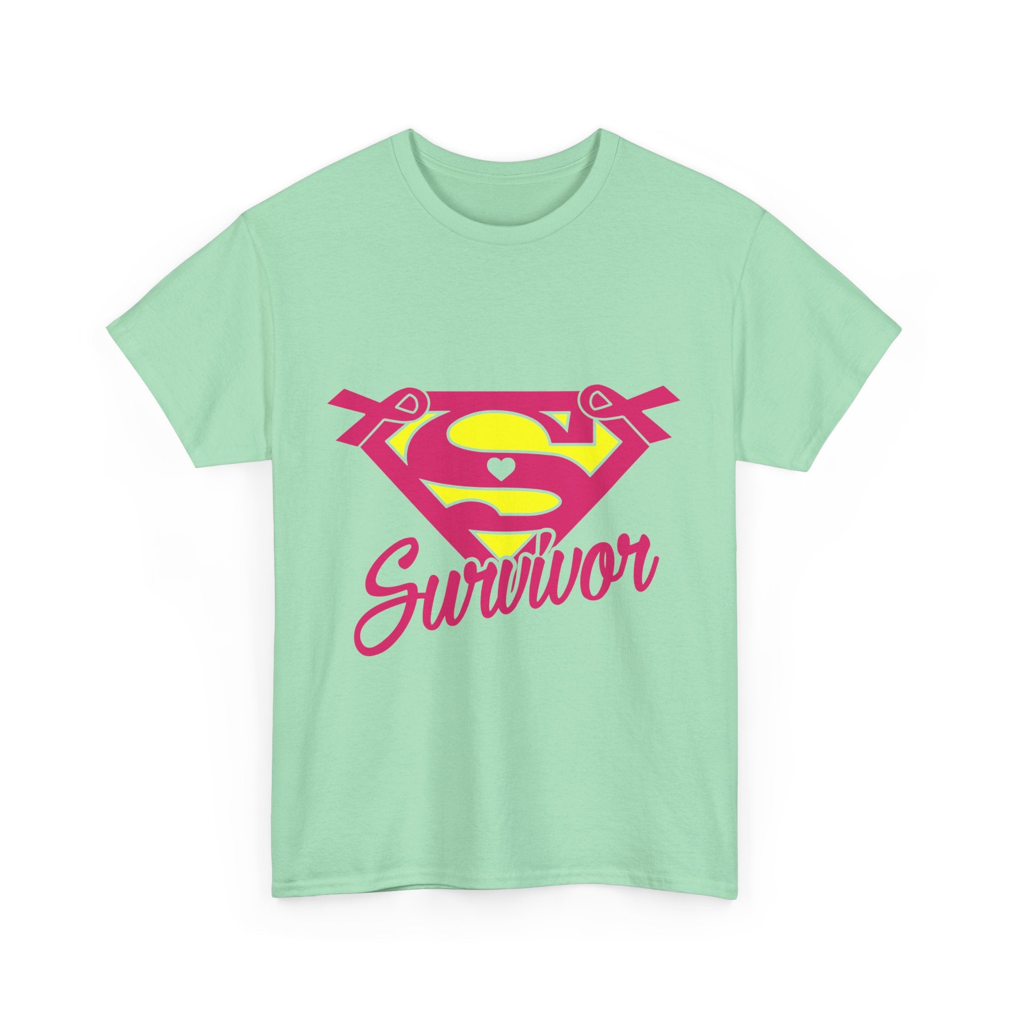Super Survivor Unisex Heavy Cotton Tee, Support Cancer Awareness Shirt, Inspirational T-Shirt, Gift for Survivors, Motivational Apparel