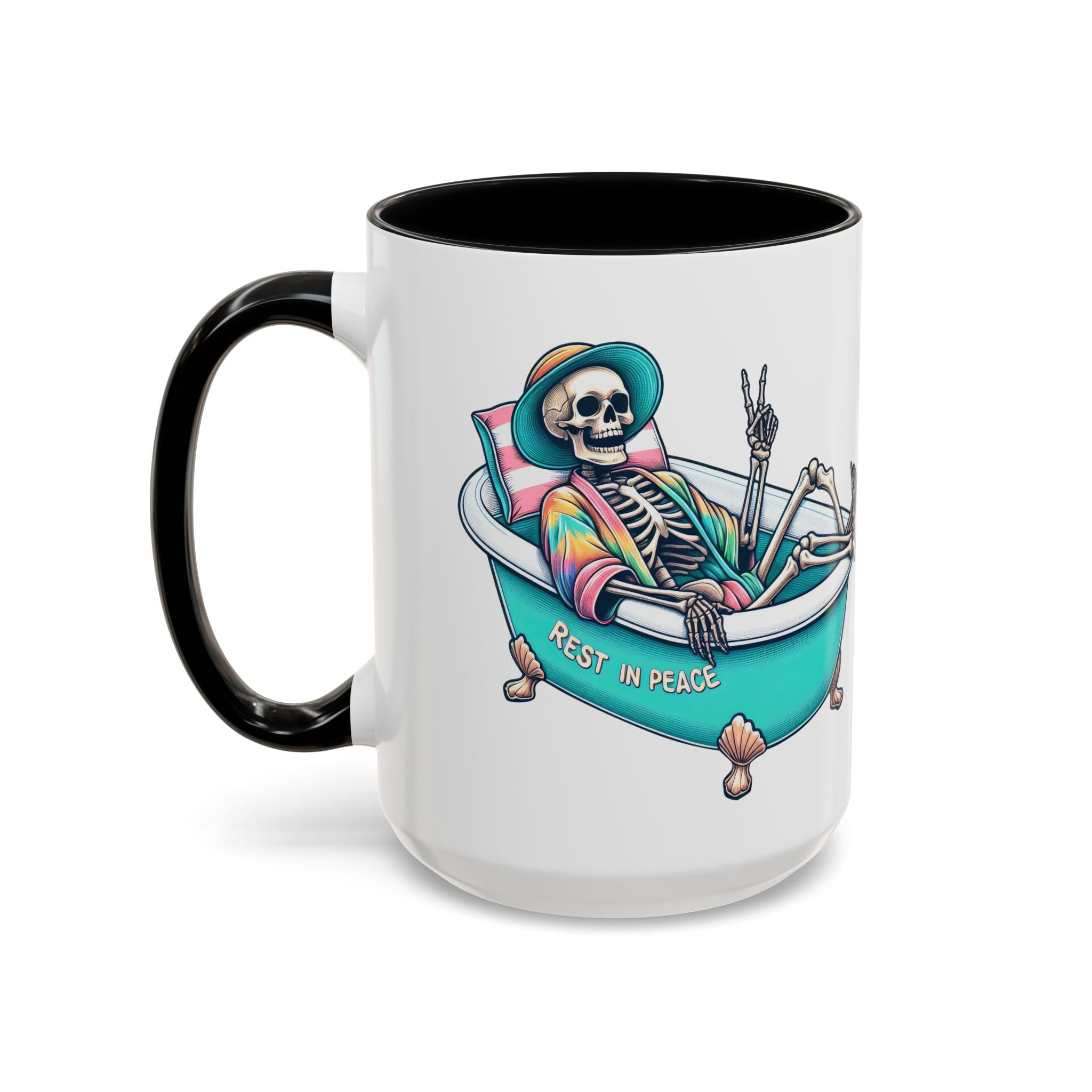 Rest in Peace Skeleton Coffee Mug - Fun Halloween Gift, Unique Home Decor, Hilarious Office Cup, Quirky Birthday Present, Spooky