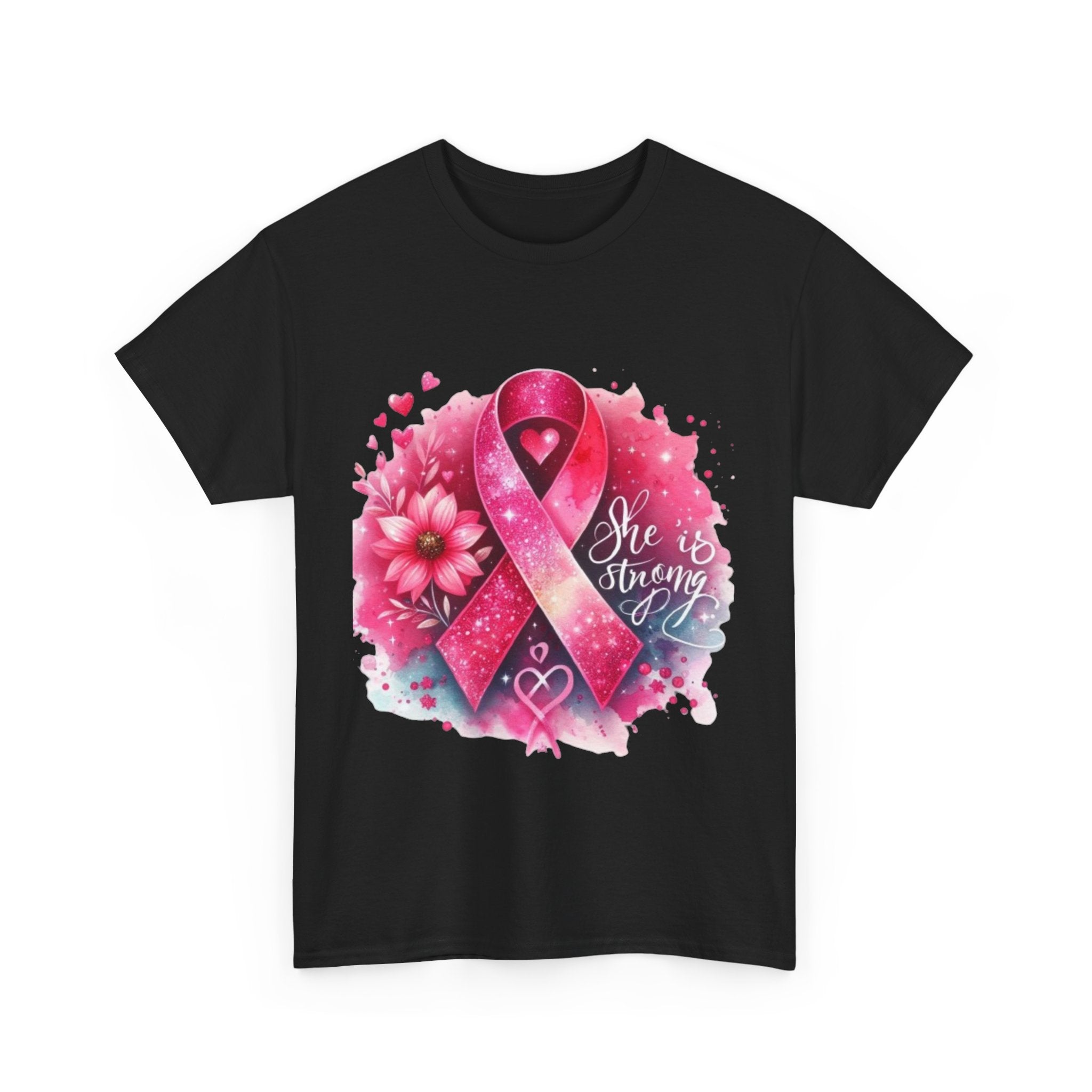 Breast Cancer Awareness Tee - She is Strong, Support Shirt, Gift for Fighters, Awareness Month Apparel, Inspirational T-Shirt