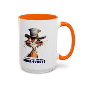 Funny Cat Coffee Mug - Purr-ivacy & Puppy Humor, Gifts for Cat Lovers, Home Office Accessories, Birthday, Pet Owner Mug