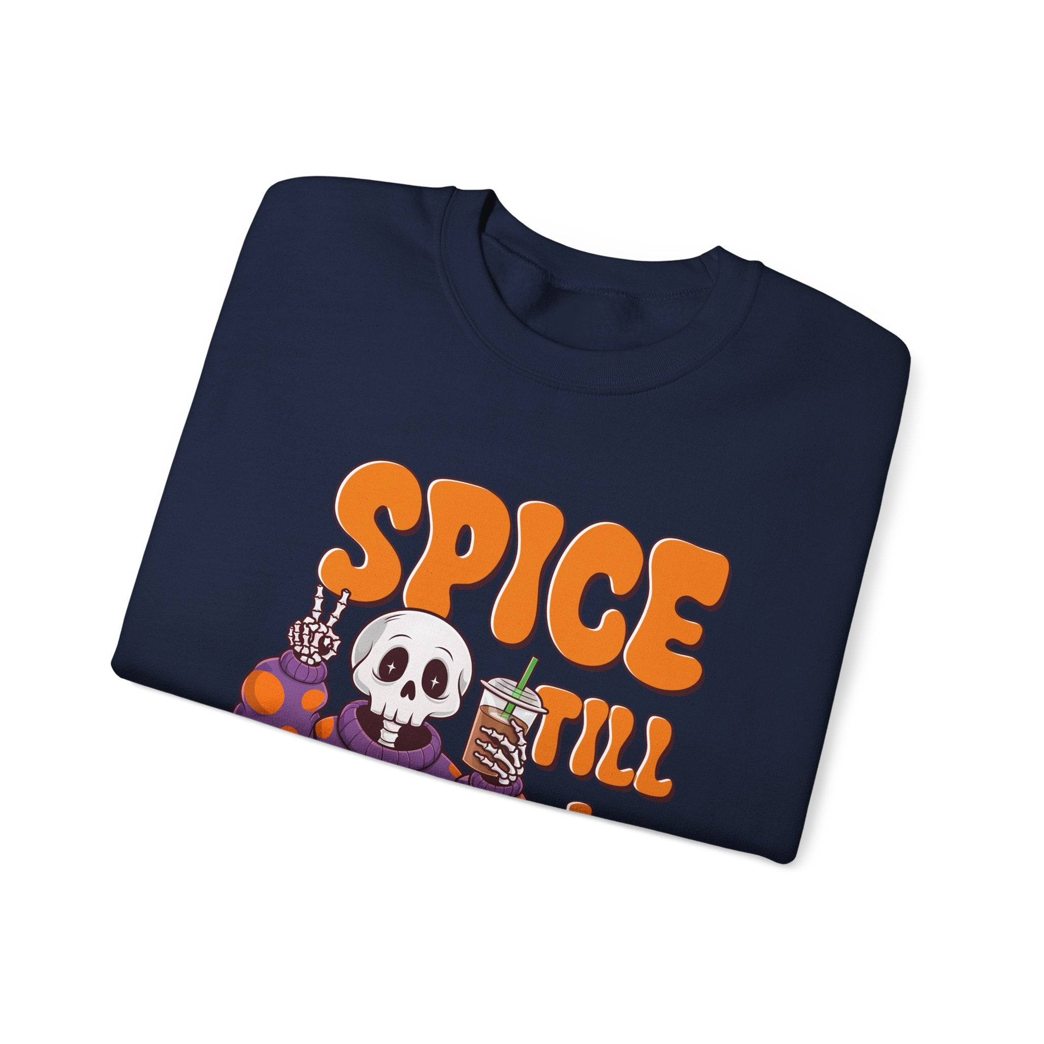 Spooky Fall Sweatshirt - Unisex Crewneck with 'Spice Till I Die' Design, Halloween, Cozy Autumn Vibe, Perfect for Halloween Parties