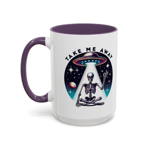 Galactic Skeleton Coffee Mug, Take Me Away Mug, Space-Themed Mug, Unique Gift for alien Lovers, Sci-Fi Cafe Mug