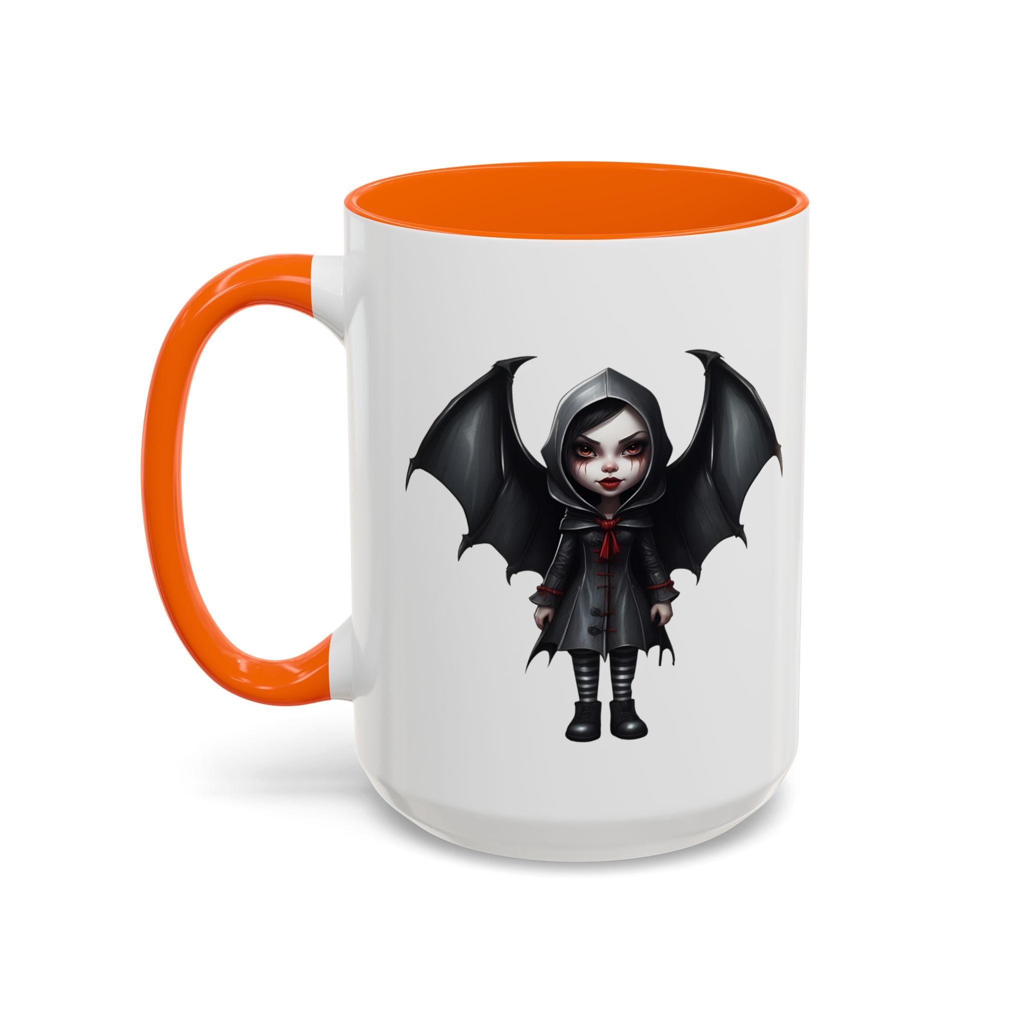 gothic vampire girl with wings horror art Accent Coffee Mug (11, 15oz) vamp14