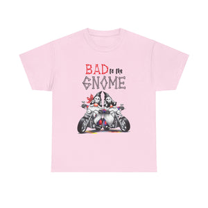 Bad to the Gnome Unisex Heavy Cotton Tee - Fun and Whimsical Biker Shirt