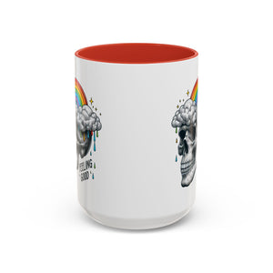 Skull Rainbow Coffee Mug, Unique Gift for Coffee Lovers, Halloween Decor, Daily Motivation Mug, Fun Skull Design