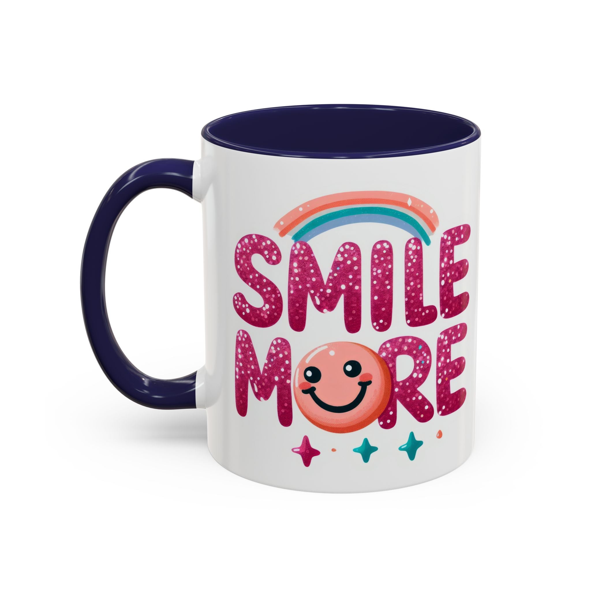 Smile More Coffee Mug – Cute Rainbow Smiley Accent Mug (11/15oz)