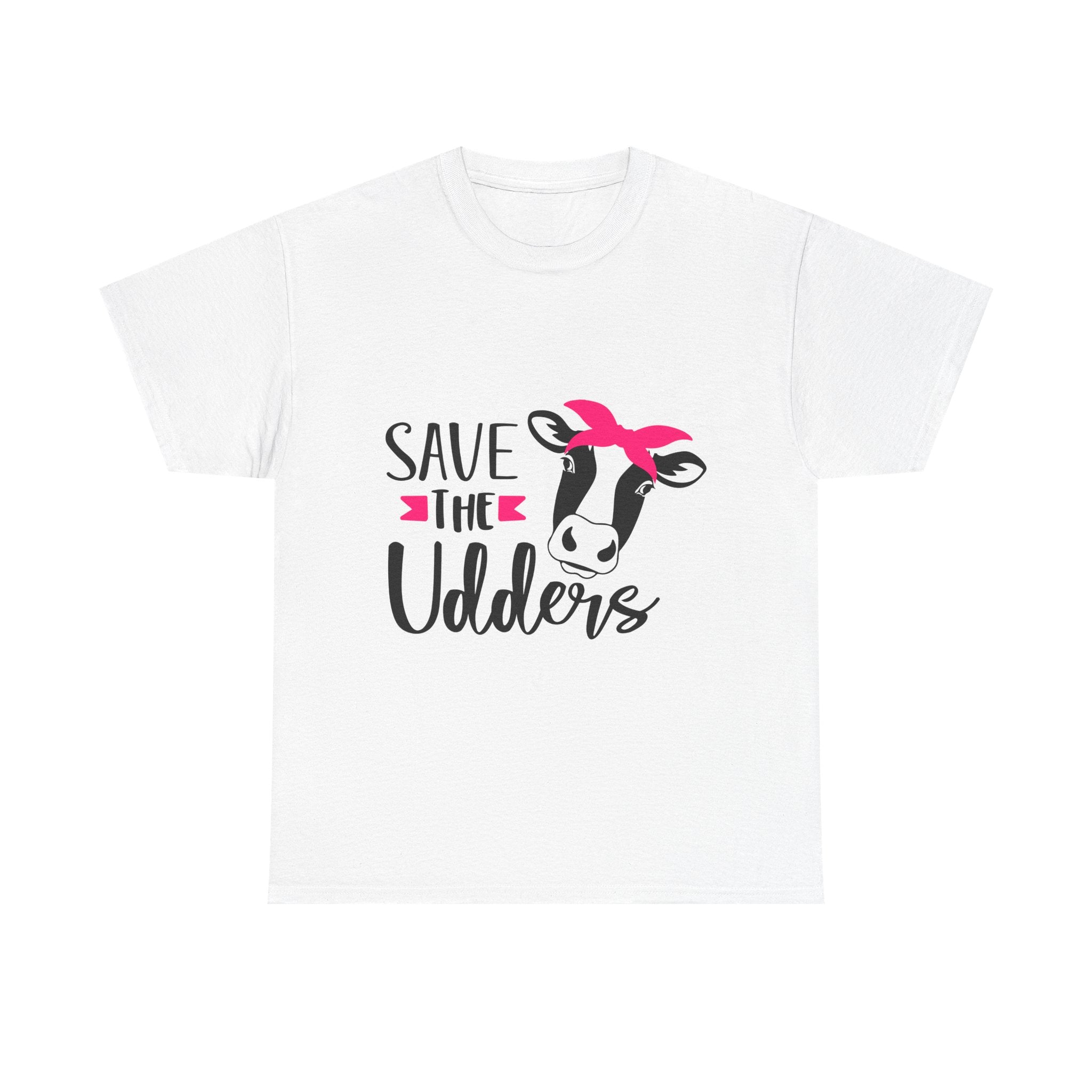 cancer awareness Save the Udders Unisex Heavy Cotton Tee, Fun Cow Tee,  Animal Lover Gift, Casual Tee, Eco-Friendly Apparel